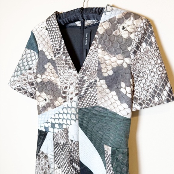 Yigal Azrouel Snakeskin Print Scuba Sheath Dress Sz 10 Green Gray Brown. - Picture 3 of 8